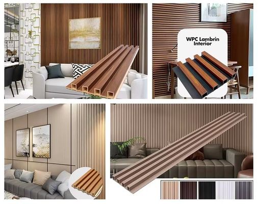 Contemporary PVC 3d wandpanelen Wpc bedekking houtkorrels Slat wandpanelen
