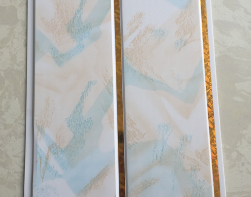 20cm brede middelste groef PVC plafondpaneel Waterdichte platen voor badkamers / Waterdichte badkamer plafondpanelen met gouden lijnen