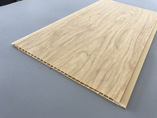 7.5mm Dikte Corrosiebestendige PVC Houtpanelen voor Plafond / Wandbekleding gele pvc plafondpaneel