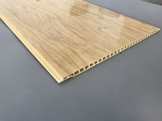 7.5mm Dikte Corrosiebestendige PVC Houtpanelen voor Plafond / Wandbekleding gele pvc plafondpaneel